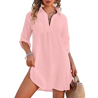 Ekouaer Beach Cover Ups for Women V Neck Bathing Suit Cover Up Bikini Swimsuit Coverup Beach Dress