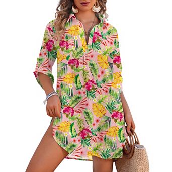 Ekouaer Beach Cover Ups for Women V Neck Bathing Suit Cover Up Bikini Swimsuit Coverup Beach Dress