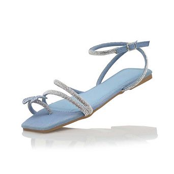 Rhinestone Strappy Ankle-Strap Flat Sandals