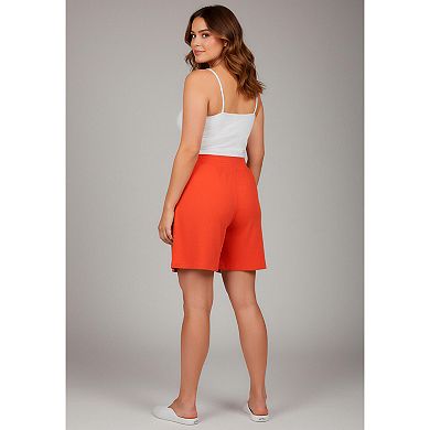 Avenue Women's Plus Size Knit Gauze Smocked Shorts