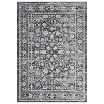 Distressed Medallion Floral Rug Handwoven Vintage Oriental Carpet