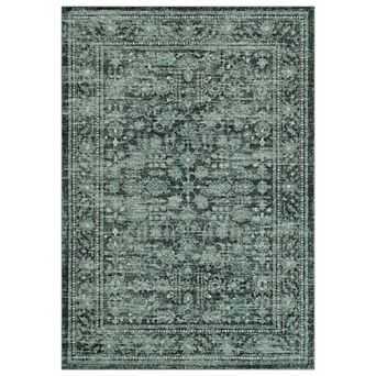Distressed Medallion Floral Rug Handwoven Vintage Oriental Carpet