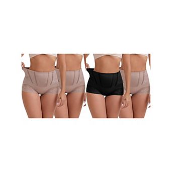 4 Packs Women's High-Waisted Hip Lifting Tummy Control Underwear Seamless Shaping Panties