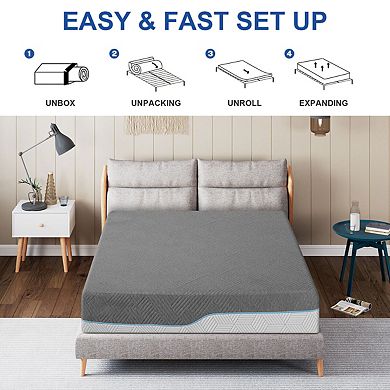 Opoiar 16 Inch Memory Foam Mattress, Dual Firm Flip Design, Cooling Gel Plush High Density Support B