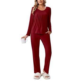 Ekouaer Women's Pajama Set 2 pc Loungewear Soft Pjs Casual Lounge Sets with Pockets