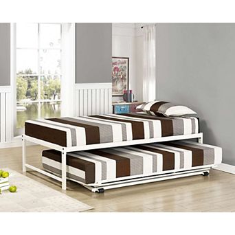 Kings Brand Furniture Twin Hi-Riser Platform Bed with Pop-Up Trundle