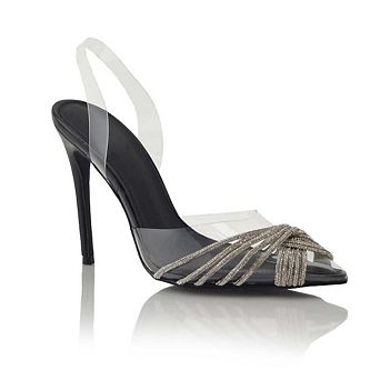 Clear Strap Rhinestone Knot Stiletto Heel Sandal