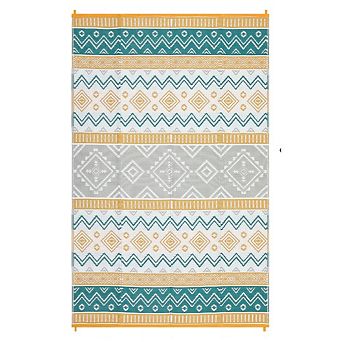 Boho Geometric Outdoor Rug for Patio &Deck Durable Waterproof Reversible Rug for Backyard Picnic