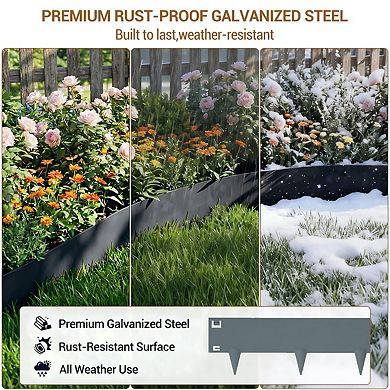 39*8.15inch Galvanized Steel Landscape Edging, Metal Edging for Landscaping with Stakes