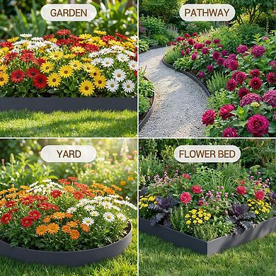 39*8.15inch Galvanized Steel Landscape Edging, Metal Edging for Landscaping with Stakes