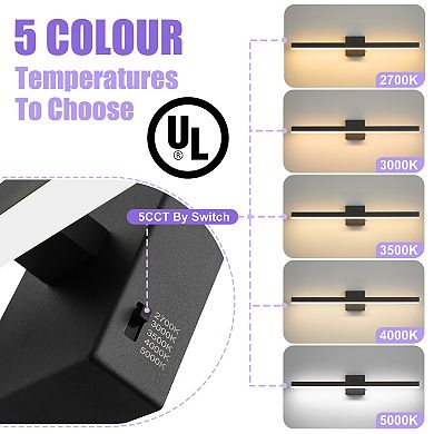 POWLIG Modern Black Dimmable Integrated LED Wall Sconce - 31.5 inch for Hallway, Bathroom, Bedroom