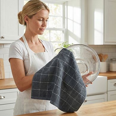 Pure Cotton Dish Cloths for Kitchen, 2 Pack Highly Absorbent Kitchen Towels for Cleaning 15" x 25"