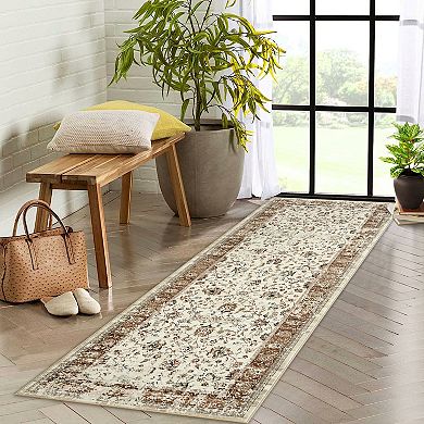 ANIXOL Washable Vintage Faux Wool Area Rug