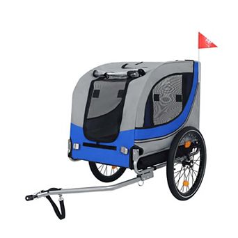 66LB Capacity All-Terrain Folding Dog Bike Trailer-Steel Frame for Cycling Camping