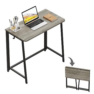 Small Folding Desk for Space Saving - Easy Assembly, Portable, Lightweight