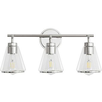 POWLIG 22" Modern Vanity Light, 3-Light Dimmable Bathroom Fixture with Clear Cone Glass Shades