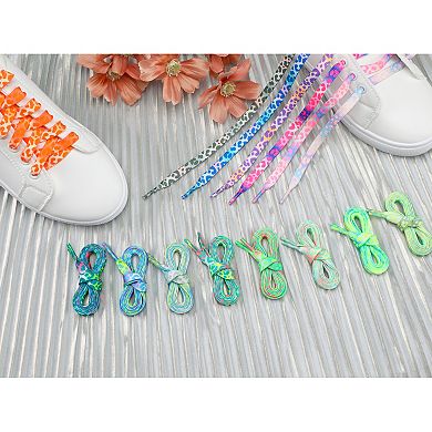 Women's Leopard Shoelaces Tie Dye Gradient for Sports Sneakers 2 Pairs 39.4"