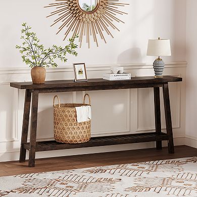 2-Tier Sofa Table Behind Couch for Hallway Entryway, 70.9" Narrow Console Table