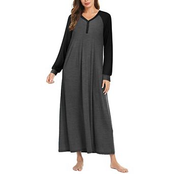 Ekouaer Nightgowns for Women Long Sleeve Sleep Shirt Button Down Nightshirt Full Length Loungewear