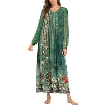 Ekouaer Nightgowns for Women Long Sleeve Sleep Shirt Button Down Nightshirt Full Length Loungewear