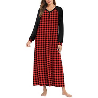 Ekouaer Nightgowns for Women Long Sleeve Sleep Shirt Button Down Nightshirt Full Length Loungewear