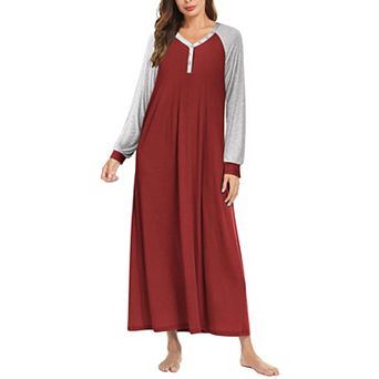 Ekouaer Nightgowns for Women Long Sleeve Sleep Shirt Button Down Nightshirt Full Length Loungewear