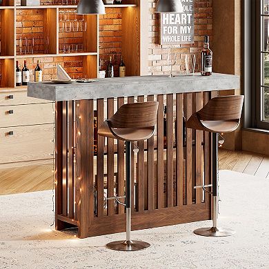 63" Bar Height Pub Table with 2-Tier Storage Shelves,Modern Counter Table for Dining Room, Bistro