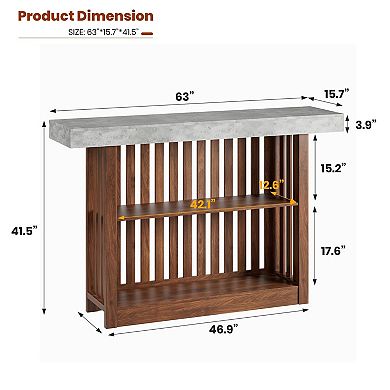63" Bar Height Pub Table with 2-Tier Storage Shelves,Modern Counter Table for Dining Room, Bistro
