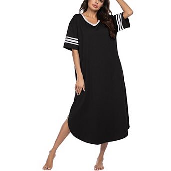 Ekouaer Long Nightgown, Womens V Neck Loungewear Oversized Sleepwear Loose Sleep Dress Floral