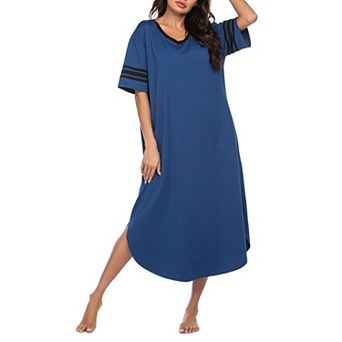 Ekouaer Long Nightgown, Womens V Neck Loungewear Oversized Sleepwear Loose Sleep Dress Floral