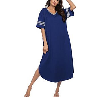 Ekouaer Long Nightgown, Womens V Neck Loungewear Oversized Sleepwear Loose Sleep Dress Floral