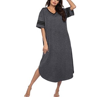 Ekouaer Long Nightgown, Womens V Neck Loungewear Oversized Sleepwear Loose Sleep Dress Floral