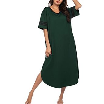 Ekouaer Long Nightgown, Womens V Neck Loungewear Oversized Sleepwear Loose Sleep Dress Floral