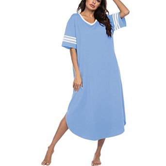 Ekouaer Long Nightgown, Womens V Neck Loungewear Oversized Sleepwear Loose Sleep Dress Floral