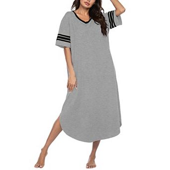 Ekouaer Long Nightgown, Womens V Neck Loungewear Oversized Sleepwear Loose Sleep Dress Floral