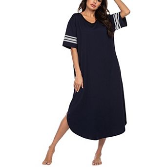 Ekouaer Long Nightgown, Womens V Neck Loungewear Oversized Sleepwear Loose Sleep Dress Floral