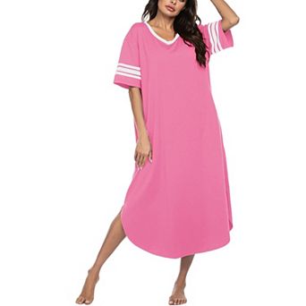 Ekouaer Long Nightgown, Womens V Neck Loungewear Oversized Sleepwear Loose Sleep Dress Floral