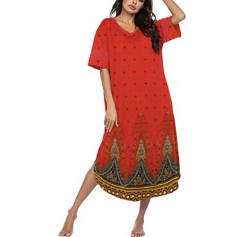 Ekouaer Long Nightgown, Womens V Neck Loungewear Oversized Sleepwear Loose Sleep Dress Floral