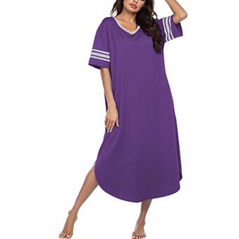 Ekouaer Long Nightgown, Womens V Neck Loungewear Oversized Sleepwear Loose Sleep Dress Floral