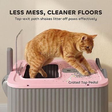 PawHut Cat Litter Box with Lid, Enclosed Litter Box for Medium Cats