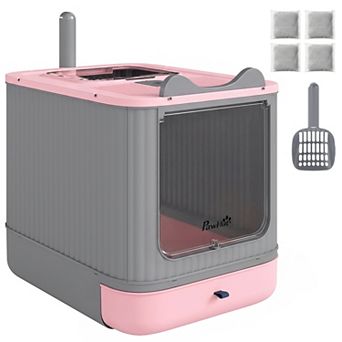 PawHut Cat Litter Box with Lid, Enclosed Litter Box for Medium Cats,