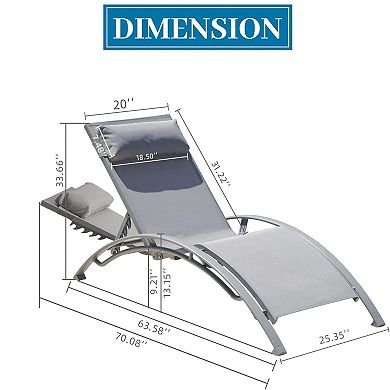 Outdoor Chaise Lounge Set of 2 Patio Recliner Chairs with Adjustable Backrest and Removable Pillow