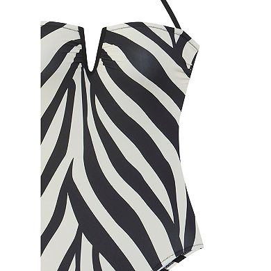 Lascana Women's Animal Print V Notch One Piece