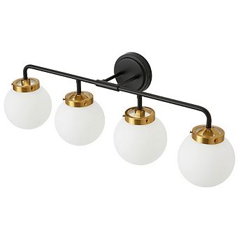 POWLIG 30.71" Vanity Light Fixture, 4-Light Bathroom Mirror Lighting with Milk White Glass Shades