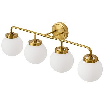 POWLIG 30.71" Vanity Light Fixture, 4-Light Bathroom Mirror Lighting with Milk White Glass Shades