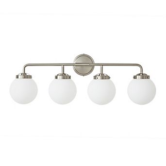 POWLIG 30.71" Vanity Light Fixture, 4-Light Bathroom Mirror Lighting with Milk White Glass Shades