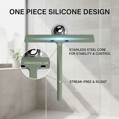 9 Inch Green Silicone Shower Squeegee for Glass Doors Windows