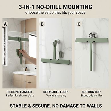 9 Inch Green Silicone Shower Squeegee for Glass Doors Windows