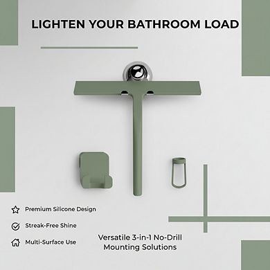 9 Inch Green Silicone Shower Squeegee for Glass Doors Windows