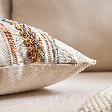 Boho Throw Pillow Covers Set of 2 Chenille Tufted Striped